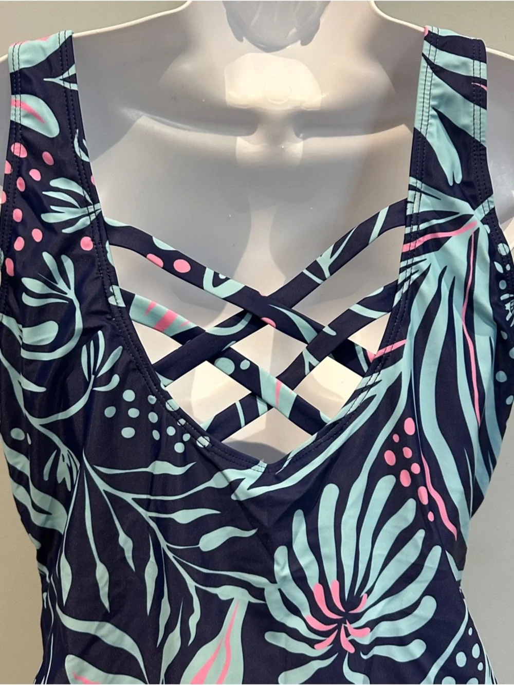 Blue and Pink Floral One-Piece Swimsuit XXL NWOT